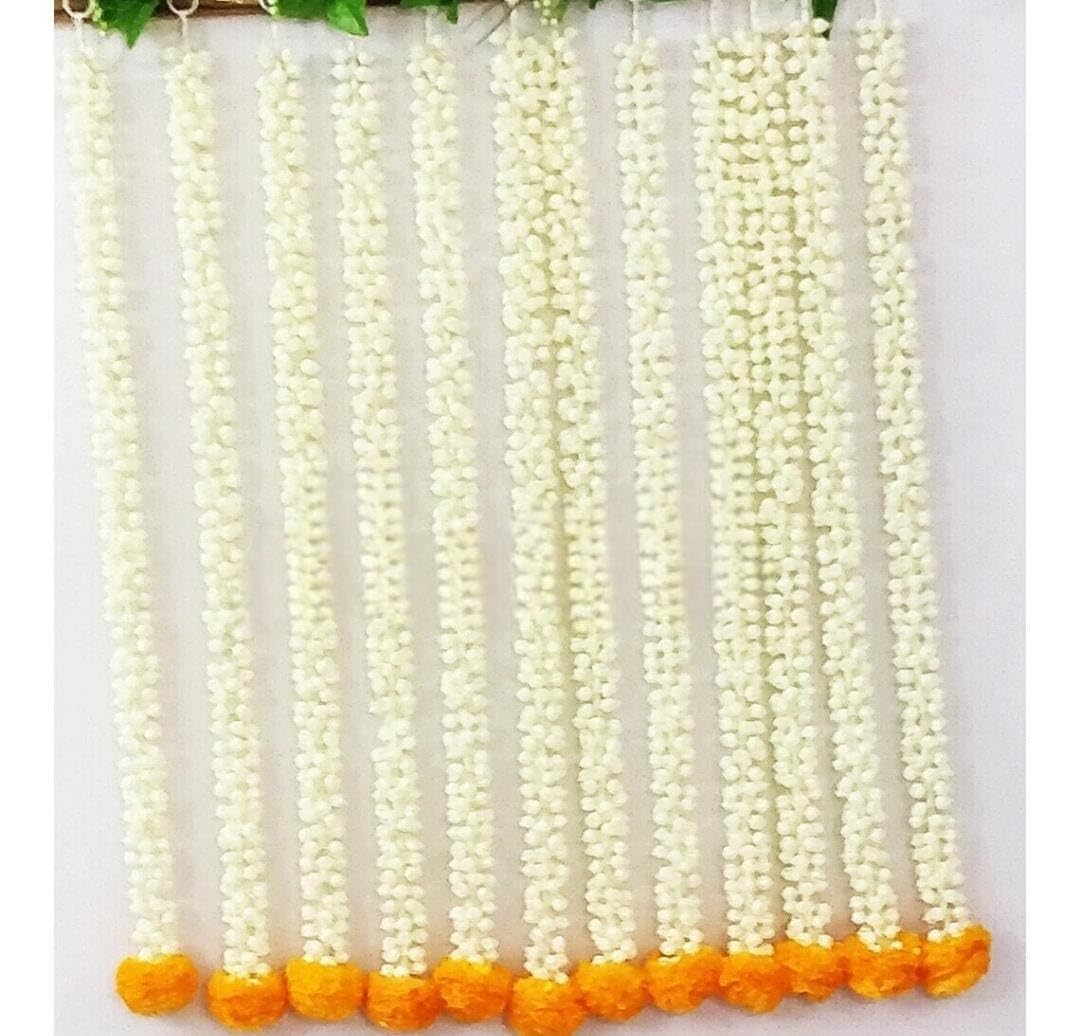 Nutts Decorative Handcrafted Artificial Mogra Hanging | Artificial Flower Hanging | Multicolour Toran for Home Decor (MOGRAH24-2)