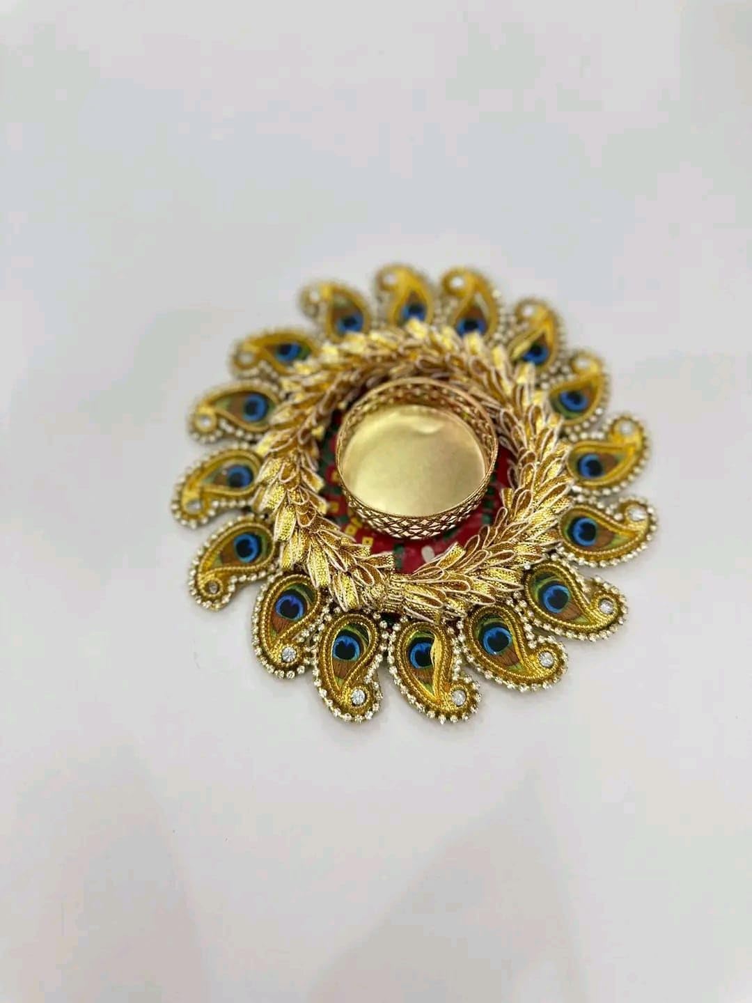 Sellplus Decorative Peacock Booti Tealight Holder | Decoration for Home | Office | Diwali | Pooja | Diwali & All Special Festival Decor (Design 2) (Pack of 2)(Tealight-294)