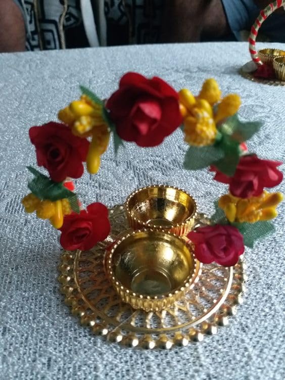 Sellplus Elegant Decorative Tealight Candle Holder Traditional Festival Home Decor Mandir Table Centerpiece Diwali Wedding Pooja Decoration(Pack of 4) (Tealight-297)