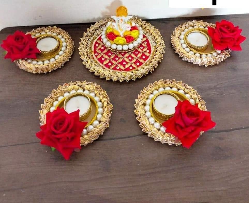 Sellplus Traditional Rangoli Tealight Set Decorative Festival Floor Decor for Diwali Navratri Pooja Wedding Home Entrance Reusable Elegant Design Set of 1 (Rang158)