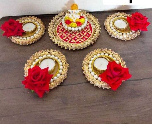 NUTTS  Traditional Rangoli Tealight Set Decorative Festival Floor Decor for Diwali Navratri Pooja Wedding Home Entrance Reusable Elegant Design Set of 1 (Rang158)