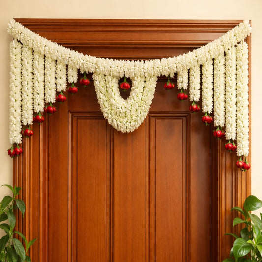 Sellplus Handmade Mogra Genda Bandhanwar Traditional Floral Door Hanging Festive Decoration Toran for Home Entrance Mandir Diwali Wedding Celebration Decor (BDHW134)