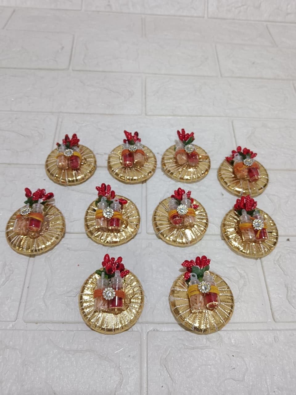 Sellplus Traditional Roli Chawal Pooja Tilak Set Festival Ritual Essentials Auspicious Prayer Ceremony Temple Home Decor(Pack of 6) (RC21)