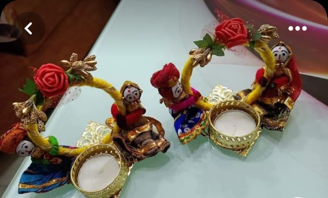 Sellplus Elegant Decorative Tealight Holder for Festival Pooja Home Decoration Wedding Living Room Mandir Decor Candle Holder(Pack of 2) (Tealight-249)