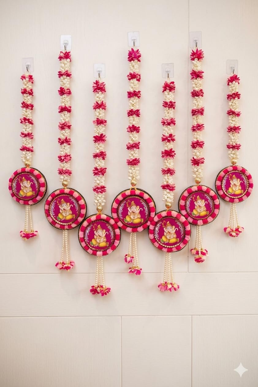 Nutts Handmade Decorative Paper Gajra Hanging | Flower Hanging for Home and Office Decor | Mogra Toran for Decoration (MOGRAH64)