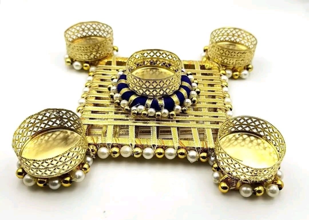 Sellplus Elegant Decorative Tealight Holder for Festival Pooja Home Decoration Wedding Mandir Decor Reusable Candle Holder(Pack of 1) (Tealight-371)