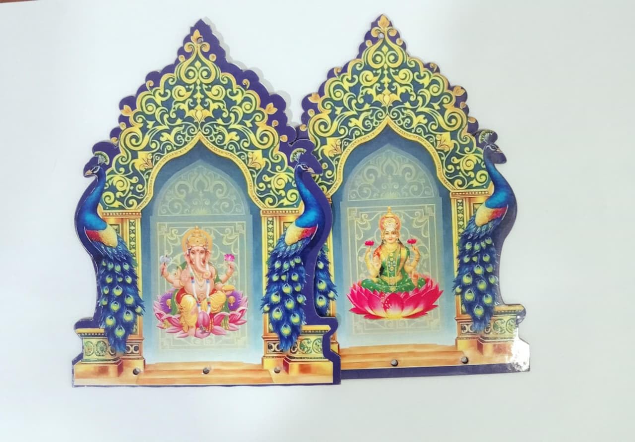 Nutts Wooden Laxmi Ganesh Jii MDF Idols for Diwali & Pooja Decor Wooden MDF Idols Diwali Navratri & Pooja Decoration | Home Decor for Positivity (Pack of 2) (RM-MDFG23)