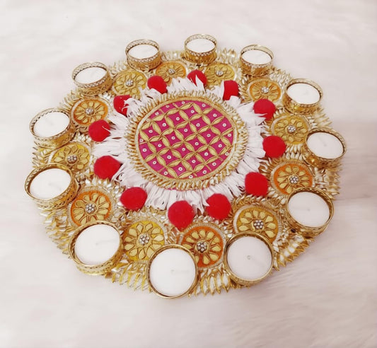 NUTTS   Elegant Handmade Rangoli Tealight Set Traditional Festival Floor Decoration Reusable Decorative Design for Diwali Pooja Home Entrance Celebration Decor (Rang145-1)