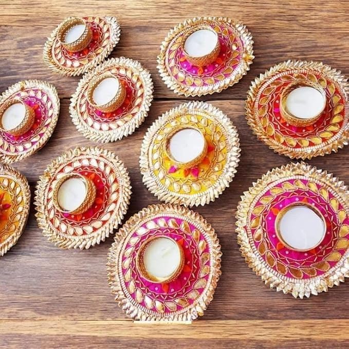 Sellplus Elegant Handmade Decorative Tealight Holders Perfect to Brighten Every Festival Wedding Pooja and Home with Traditional Charm Pack of 2 (Tealight-375)