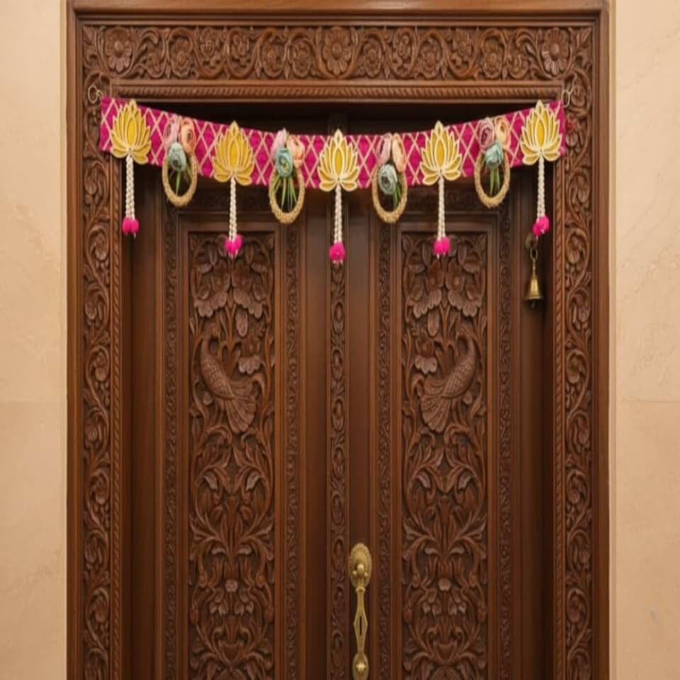 Lotus Peony Chudi Bandhanwar for Decoration | Office Decoration | Wedding Decor Enhance Your Space with Graceful Touches (Design 1)(BDHW65)