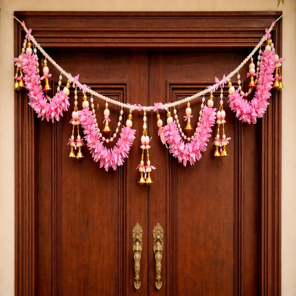 Sellplus Handmade Decorative Bandhanwar Toran Hanging Traditional Door Entrance Festival Home Decor Pooja Mandir Diwali Wedding Floral Beaded Elegant Craftsmanship Decor (BDHW137)