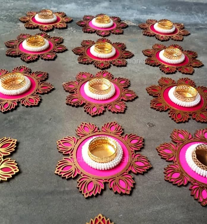 Sellplus Decorative Traditional Tealight Holder Elegant Festival Candle Stand for Diwali Pooja Home Mandir Wedding Table Decoration(Pack of 1) (Tealight-285)