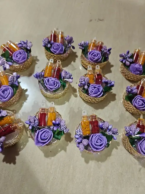 Handmade Designer Haldi Kumkum Tilak Content Pooja Holder for Pooja | Raksha Bandhan | Bhai Dooj | Janmashtami & All Festival Useful (Tlight-70) (Pack of 6)