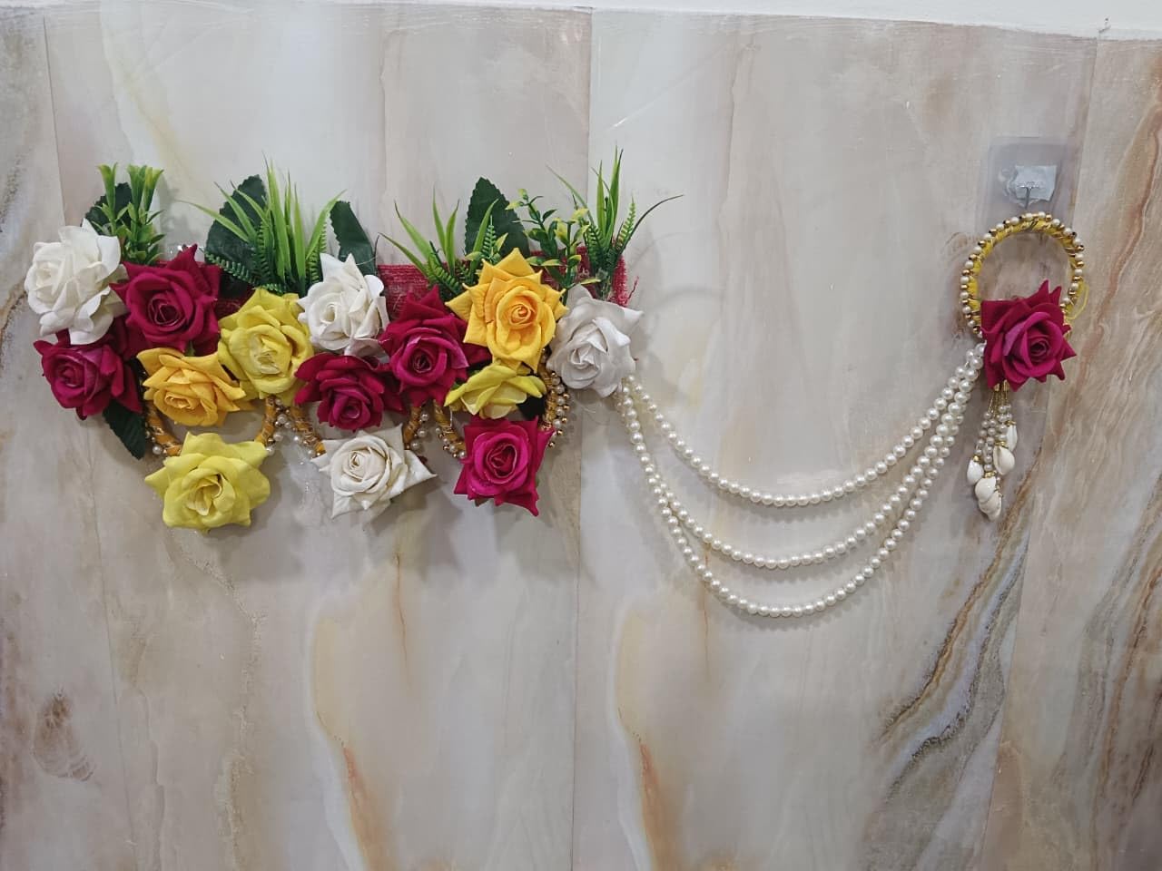 Sellplus Handcrafted Artificial Flower Multicolour Decorative Bandhanwar | Decorative Festival Bandhanwar Toran for Home Office and Mandir Entrance Decor Festive (Pack of 1) (BDHW444)