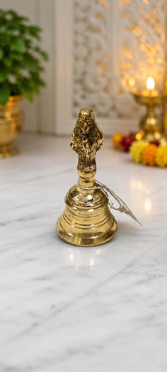 Nutts Brass Goddess Pooja Ghanti Temple Bell for Daily Prayer Home / Pooja Room Mandir Decoration (Pack of 1) (NF-PoojaM-01 3 Inch)