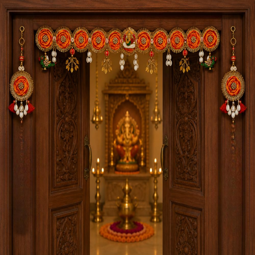 Sellplus Handcrafted Artificial Flower Decorative Bandhanwar | Traditional Bandhanwar Toran Hanging for Home Decorations Festive (Pack of 1) (BDHW357)
