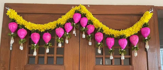 Decorative Kamal Kali Paper Gajra with Jhumka Bandhanwar | Diwali Decoration | Wedding | Poojan | Festival | Home | Wall | Office | Main Door(BDHW307)
