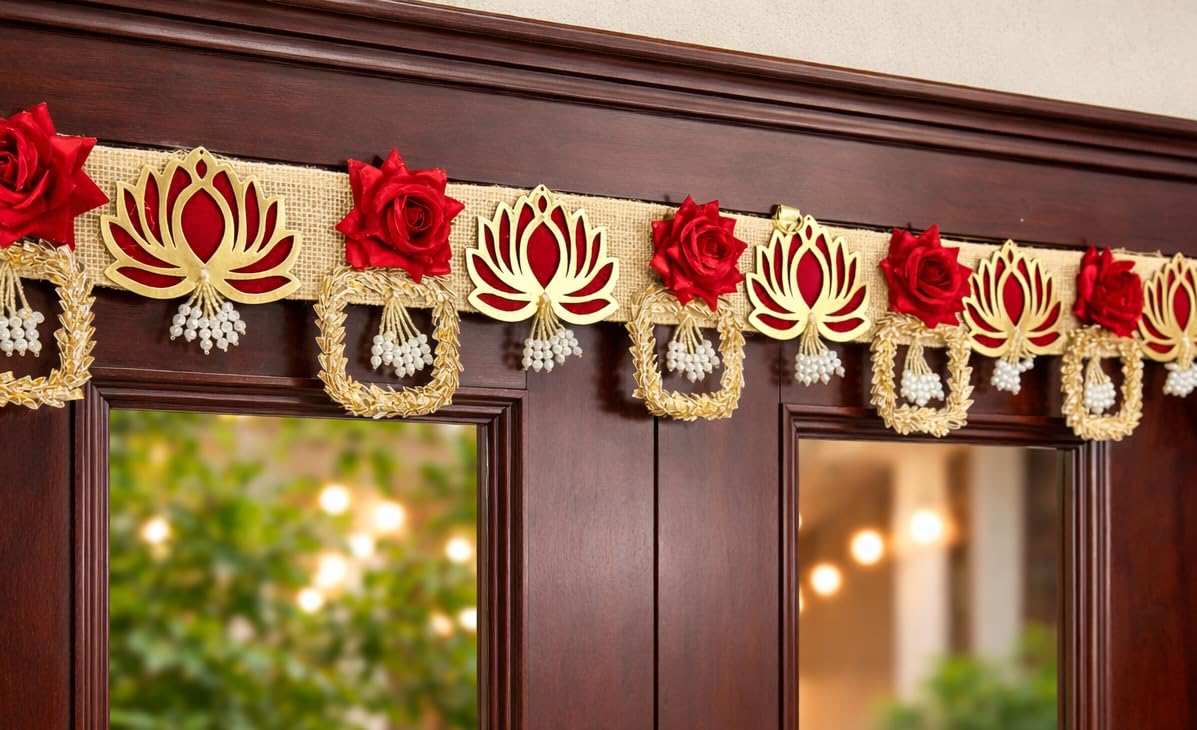 Sellplus Handcrafted Artificial Flower Decorative Bandhanwar | Traditional Bandhanwar Toran Hanging for Home Decorations Festive (Pack of 1) (BDHW362)