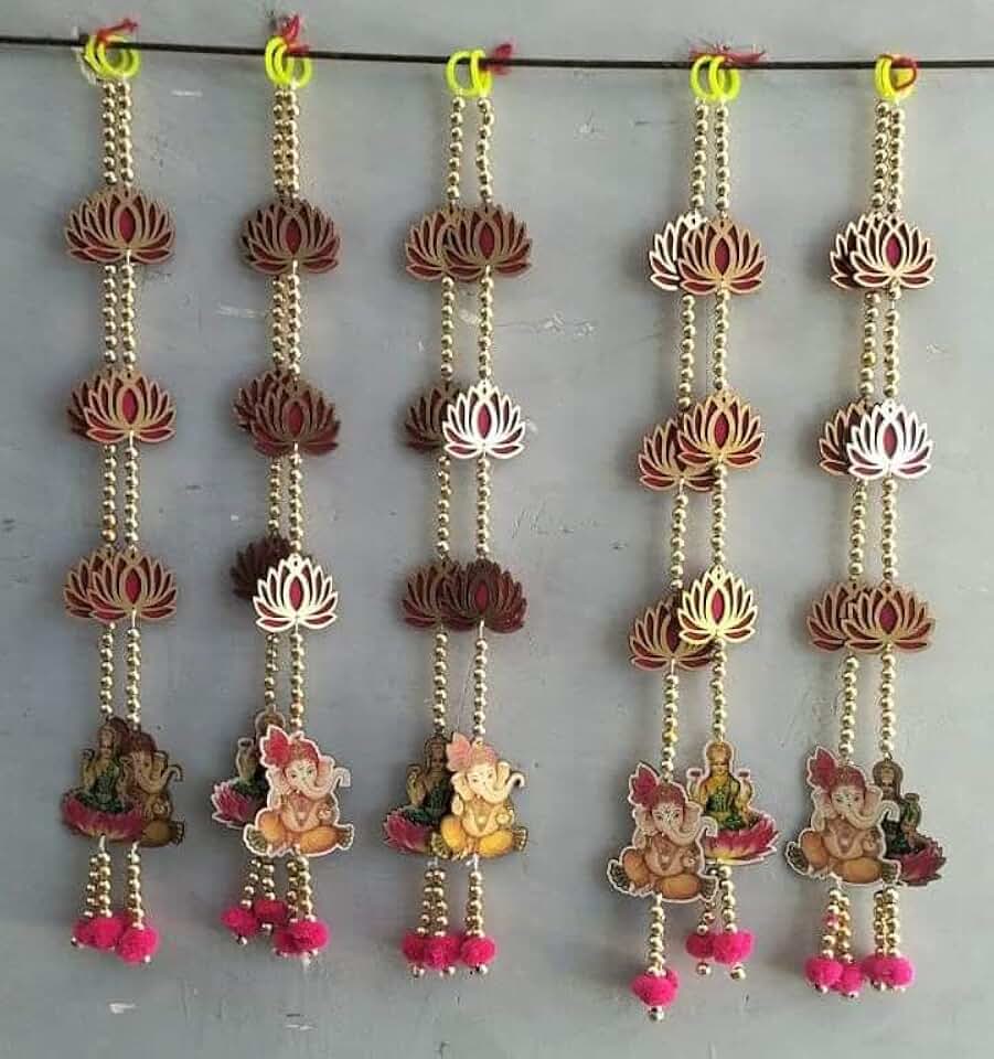 Lotus with Laxmi Ganesh Ji Hanging Perfect for Home Decoration | Ideal for Diwali Festivities | Enhance Your Space with Graceful Touches