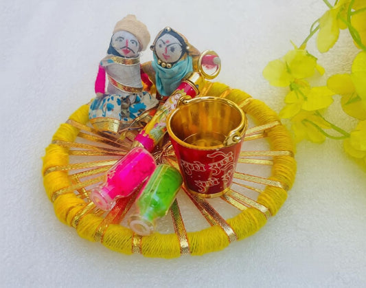 NUTTS Traditional Decorative Puppet Holi Plate Decorative Holi Return Gifts for Festival Celebration Great for Wonderful Festive Holi Celebrations. (HOLIPLATE-77)
