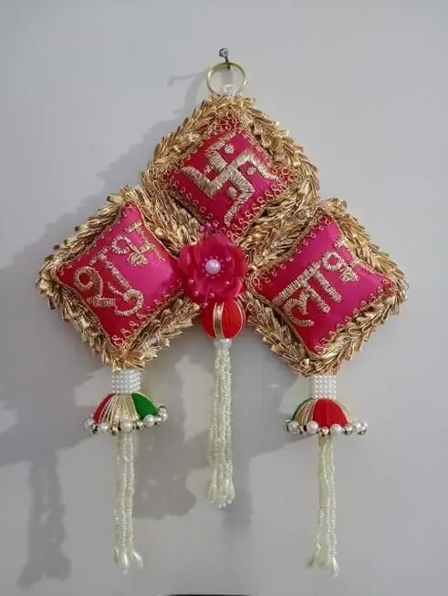 Nutts Handmade Multicolour Traditional Cushion Small Hanging for Decoration Decorative Hanging for All Festival Toran for Home Decor (SMALL512)