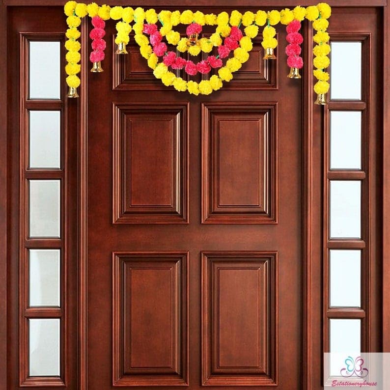 Sellplus Handcrafted Artificial Flower Multicolour Beads Decorative Bandhanwar | Traditional Door Hanging for Home Entrance Pooja Room Festival Decoration (Pack of 1) (BDHW462-2)