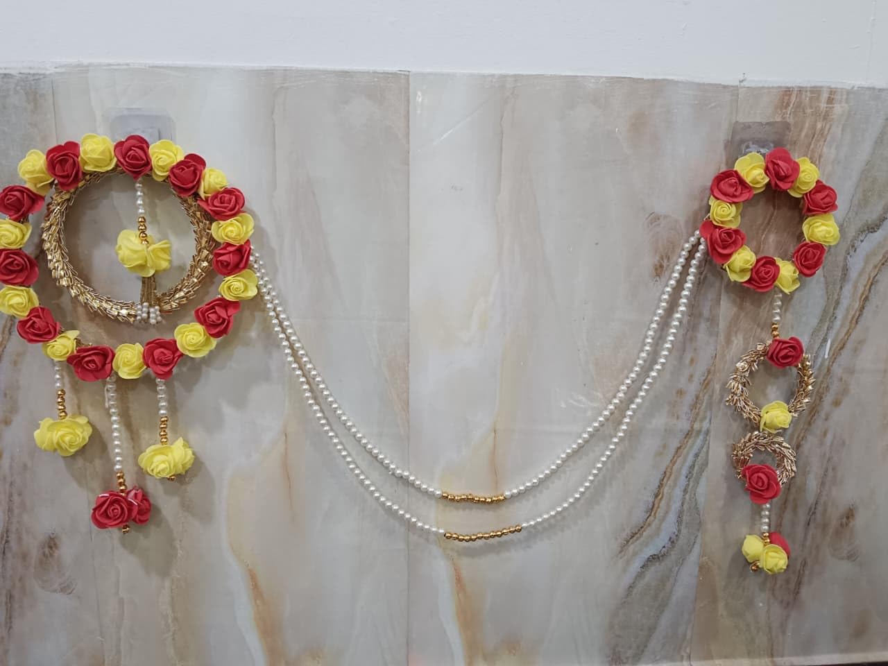 Sellplus Handcrafted Artificial Flower Multicolour Beads Decorative Bandhanwar | Traditional Door Hanging for Home Entrance Pooja Room Festival Decoration (Pack of 1) (BDHW468-1)