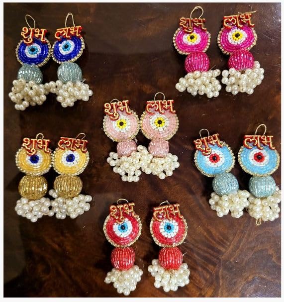 Nutts Handmade Multicolour Decorative Evil Eye Shubh-Labh Hanging Evil Eye Hanging for Decoration Toran for Home and Festive Decor (EvilEyeH-39)