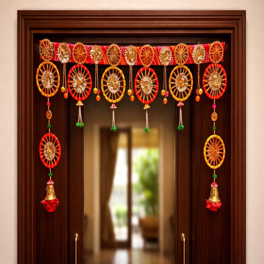 Sellplus Handmade Decorative Bandhanwar Toran Hanging Traditional Door Entrance Festival Home Decor Pooja Mandir Diwali Wedding (BDHW159)