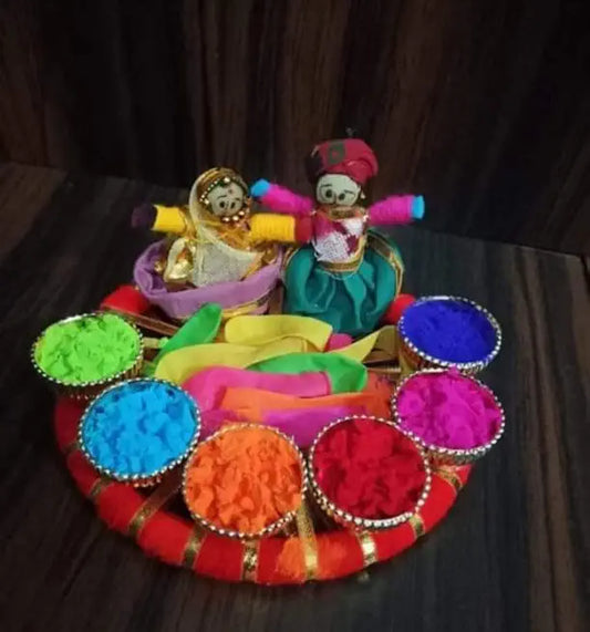 Handmade Dolls Designer PlateFfor Holi Colours Holder Home Decorative Items for Holi Festival Celebration and Gift Purpose