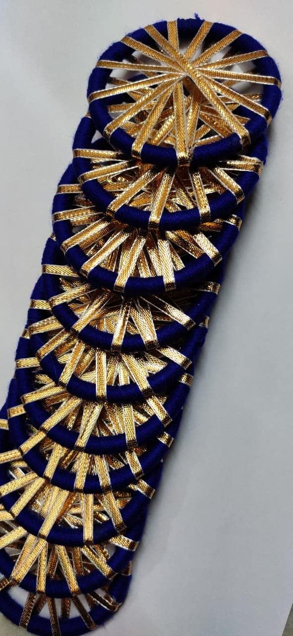 Nutts Stylish Woolen Circle with Gota Wrapped Bangles for Handmade Art & Craft Royal Look Round Rings for Decorations (RMChudi-10 Blue, 5 Inch)