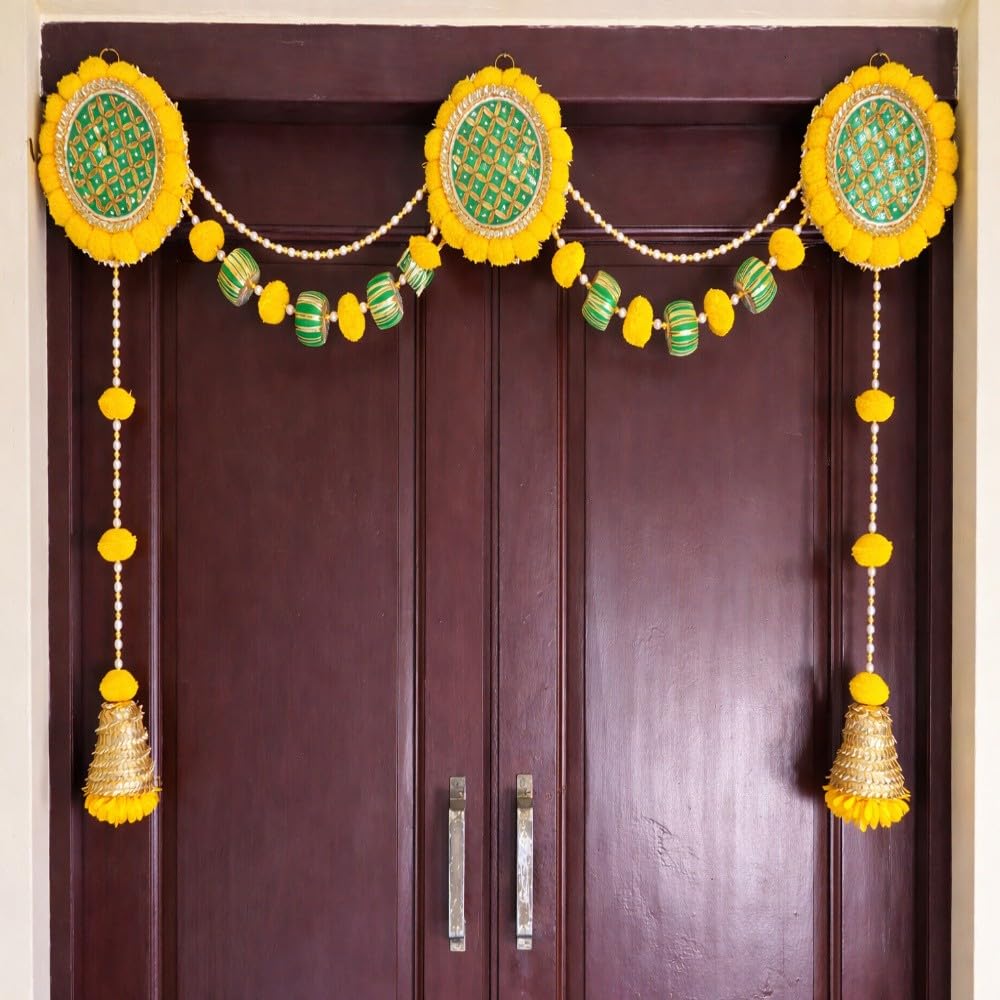 Sellplus Handmade Decorative Bandhanwar Toran Hanging Traditional Door Entrance Festival Home Decor Pooja Mandir Diwali Wedding (BDHW158)
