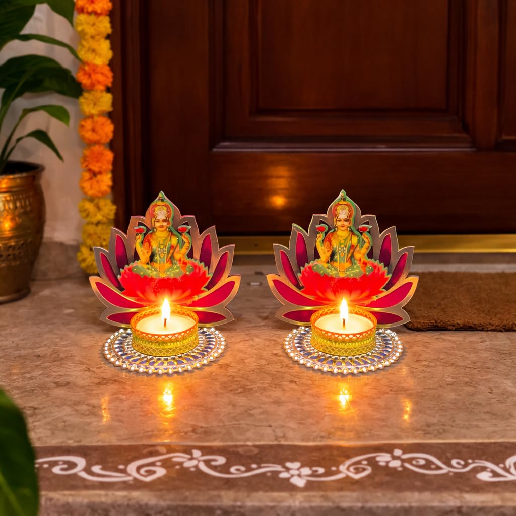 Sellplus Decorative Candle Holder Elegant Tealight Stand for Home Decor Living Room Dining Table Festival Wedding Pooja (Pack of 4) (Tealight-122)