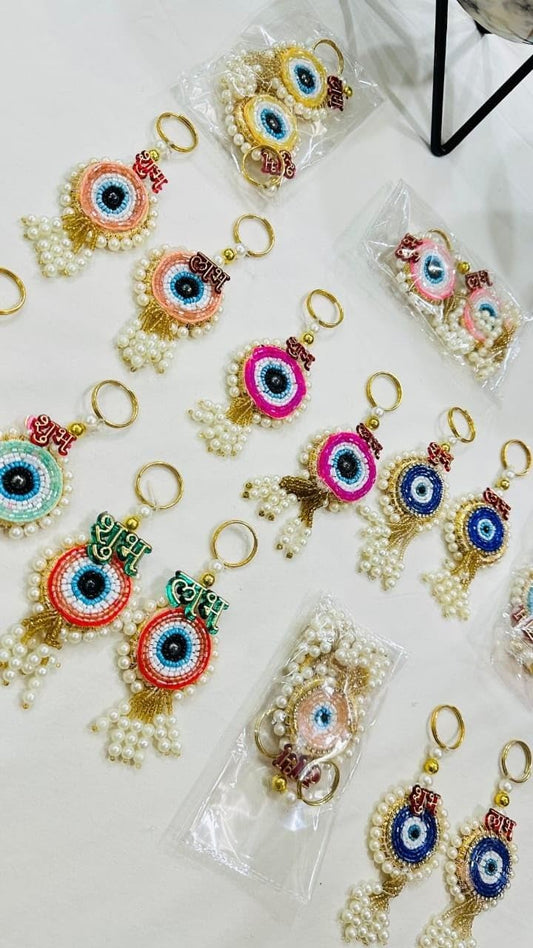 Nutts Handmade Multicolour Decorative Evil Eye Shubh-Labh Hanging Evil Eye Hanging for Decoration Toran for Home and Festive Decor (EvilEyeH-30)