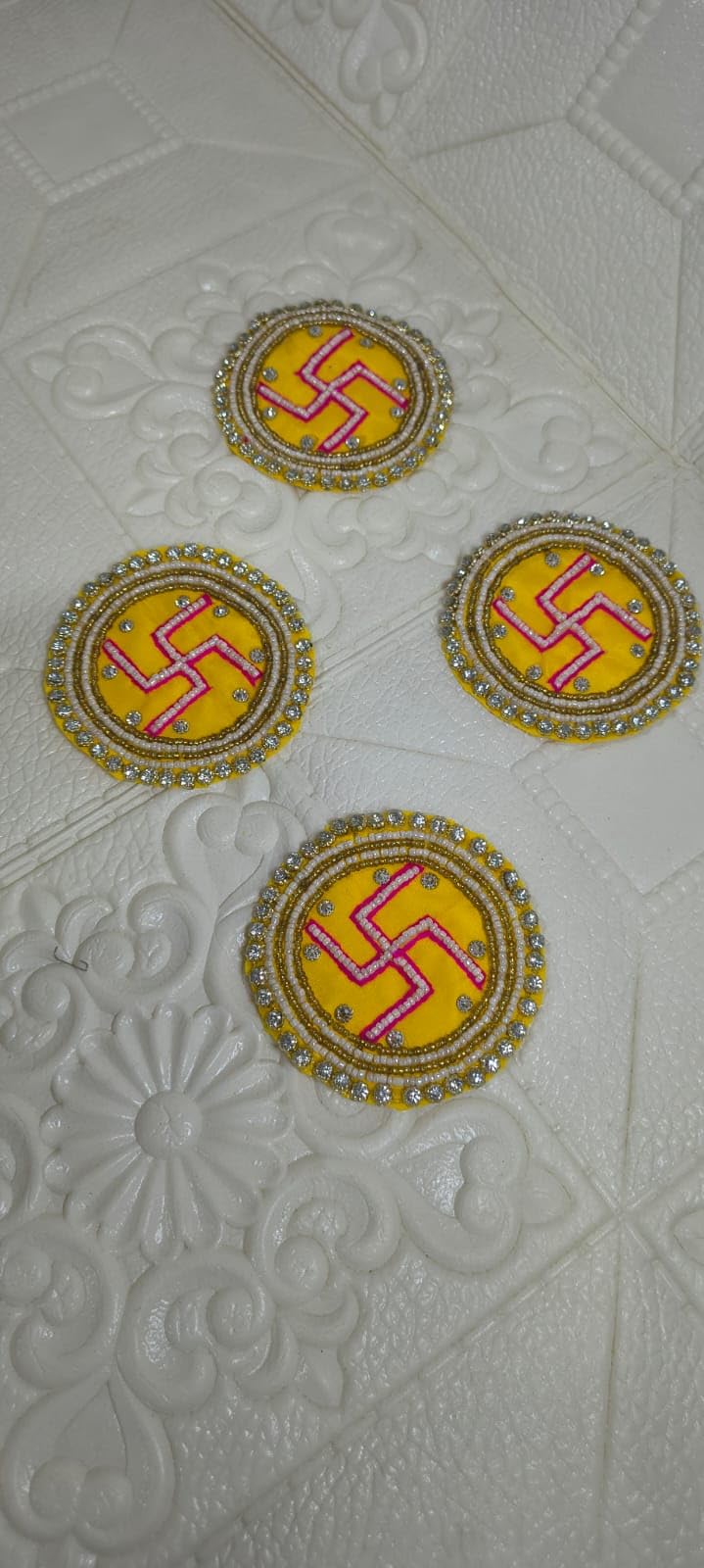 Nutts Handcrafted Beaded Patches | Decorative Craft Embroidery Applique for Clothes Sarees Kurti & Dress (Pack of 4) (RM-Patch26)