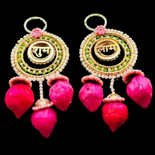NUTTS Decorative Kamalkali Shubh Labh Wall Hanging | Home Decor & Gifting | Handmade Toran Door Hanging | Hanging for Main Door (SMALL236) (1 Pair)