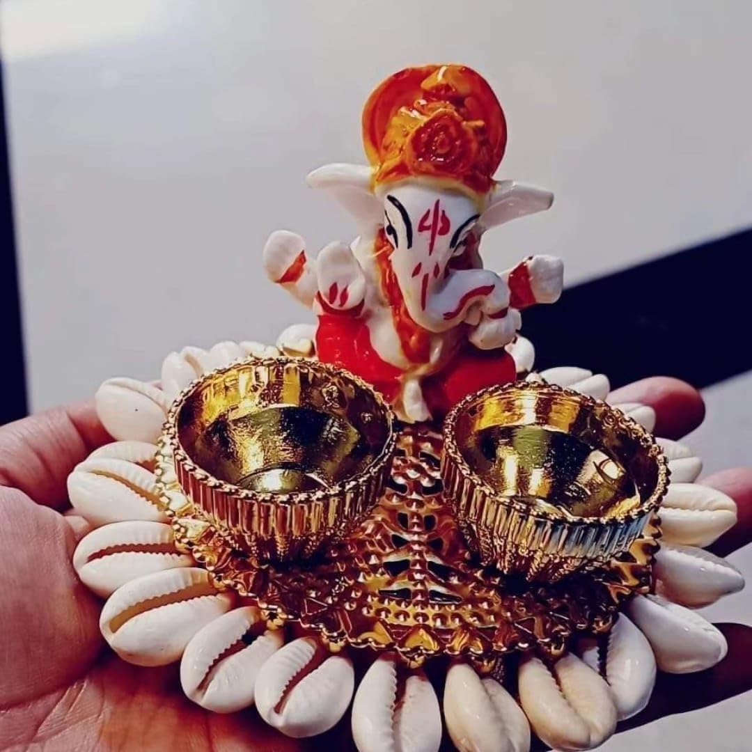 Sellplus Bring Home Divine Lord Ganesha Double Diya Set to Fill Every Festival and Pooja with Blessings Warmth and Traditional Elegance Pack of 2 (Tealight-388)