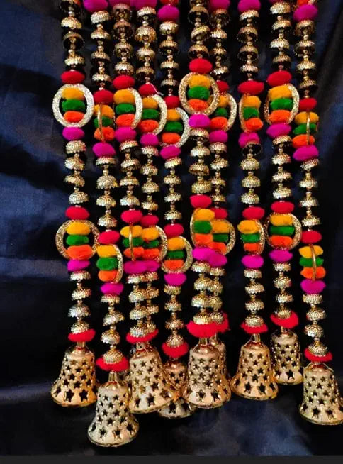 Handmade Pom Pom Toran Hanging for Home Decoration | Pooja Decor | Diwali Decor | Wedding Decor | Main Door Hanging | & All Festival Decoration (Pack of 6) (Design 1)