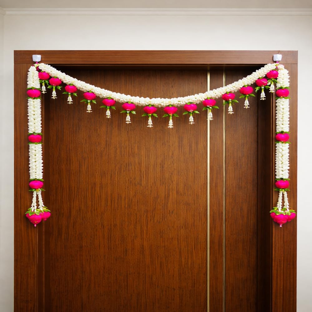 Sellplus Handmade Paper Gajra Rose Beads Bandhanwar Decorative Door Hanging Toran for Home Temple Festival Wedding Entrance Traditional Decor (BDHW122)