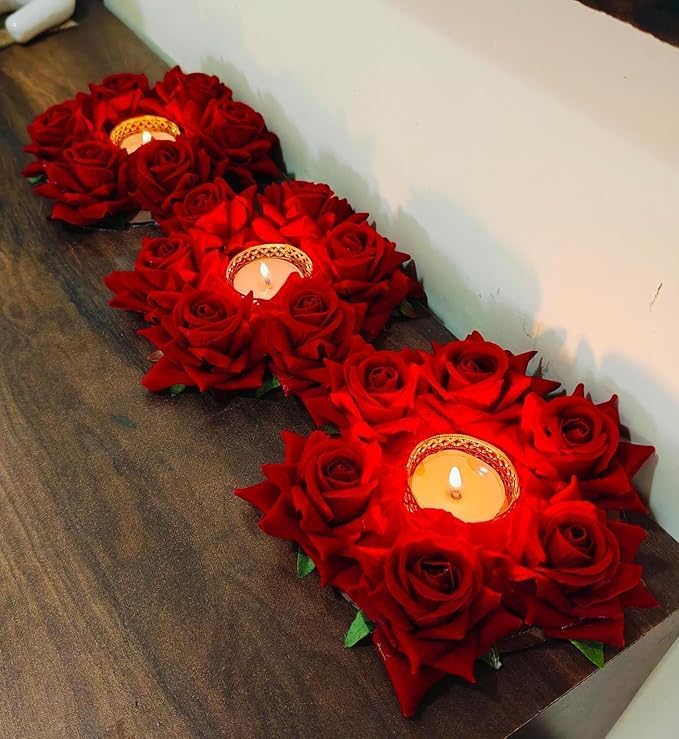 Sellplus Elegant Decorative Festival Candle Holder Tea Light Stand for Home Pooja Wedding Party Living Room Table Decor(Pack of 2) (Tealight-373)