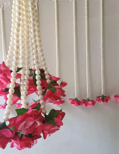 Nutts Decorative Handmade Flower Hanging | Multicolour Artificial Flower Hanging for Festival Decoration | Florel Beads Toran for Home Decor (FlowerH16)