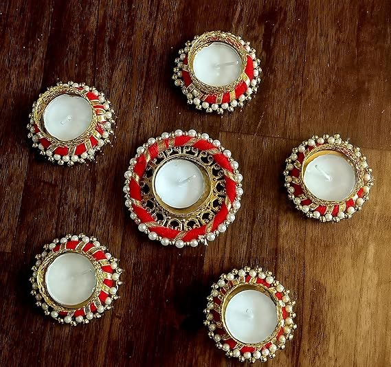 Sellplus Decorative Moti Chudi Rangoli Set with Tealight Holder | Diwali Gift Diya | Decoration for Home | Office | Pooja | Diwali & All Special Festival Decor (Design 14)(Rang51)