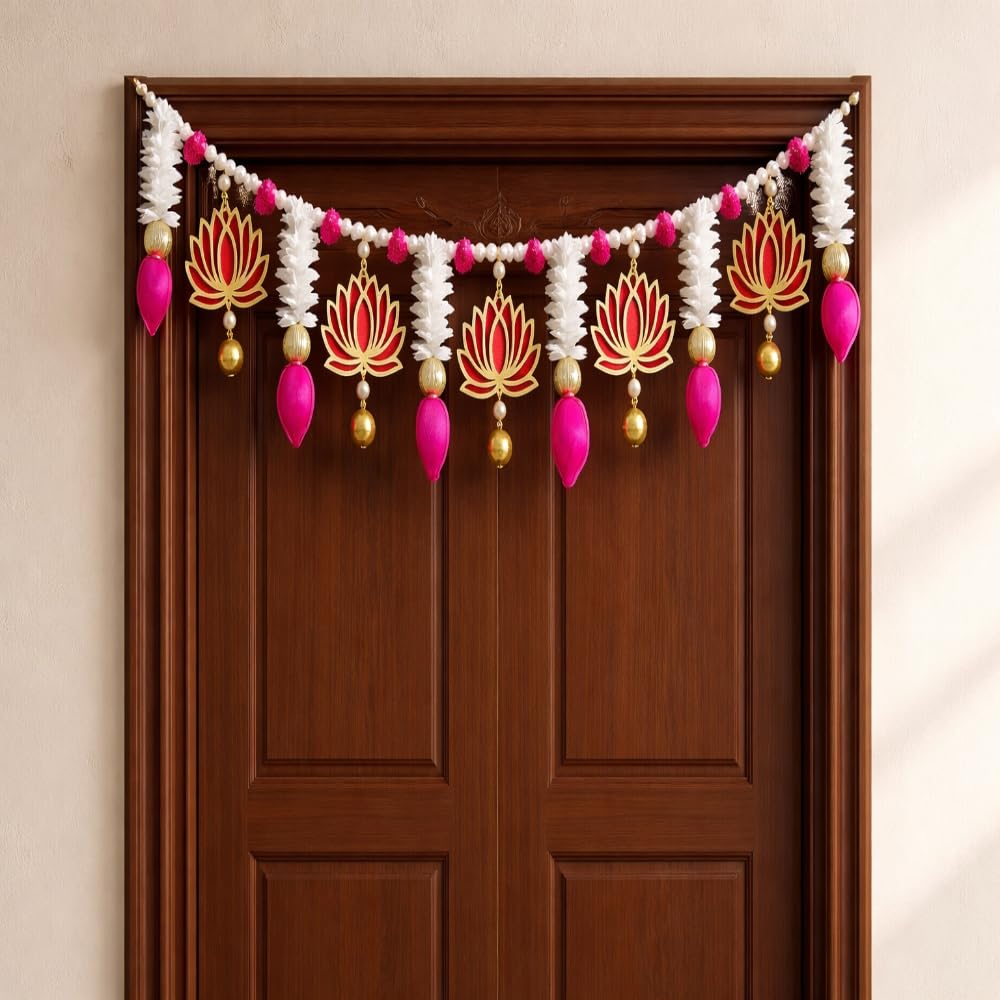 Sellplus Handmade Decorative Bandhanwar Toran Hanging Traditional Door Entrance Festival Home Decor Pooja Mandir Diwali Wedding Floral Beaded Elegant Craftsmanship Decor (BDHW139)