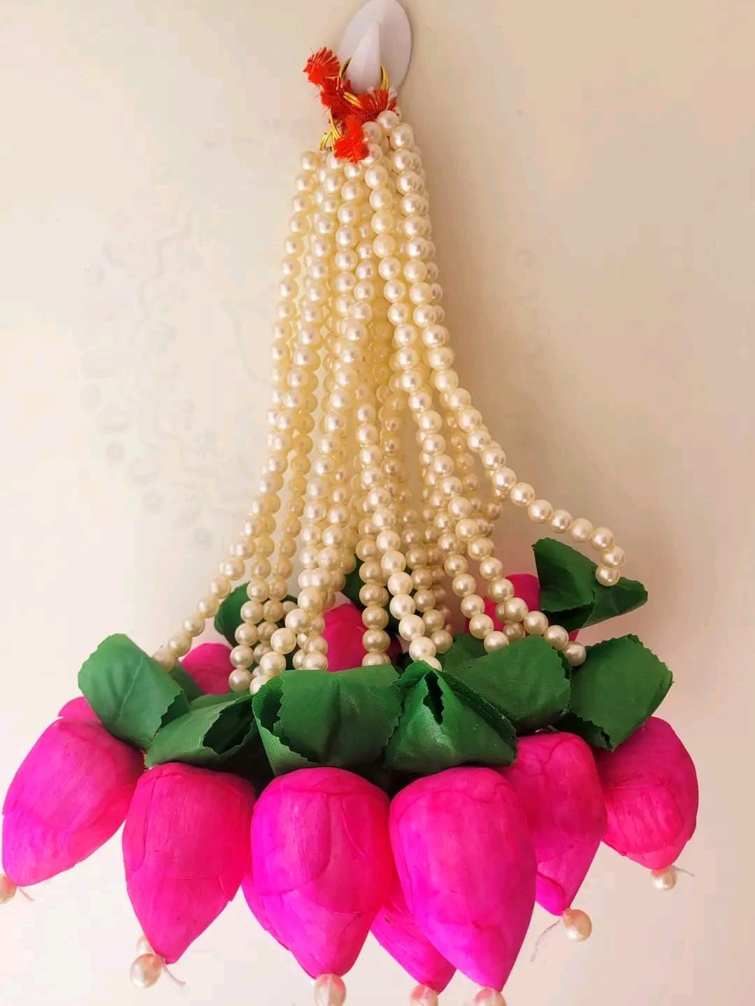 Nutts Handmade Decorative White Paper Gajra Hanging | Traditional Floral Hanging for Home Entrance Hanging Decorations Pack of 6 (PAPERG67-1)