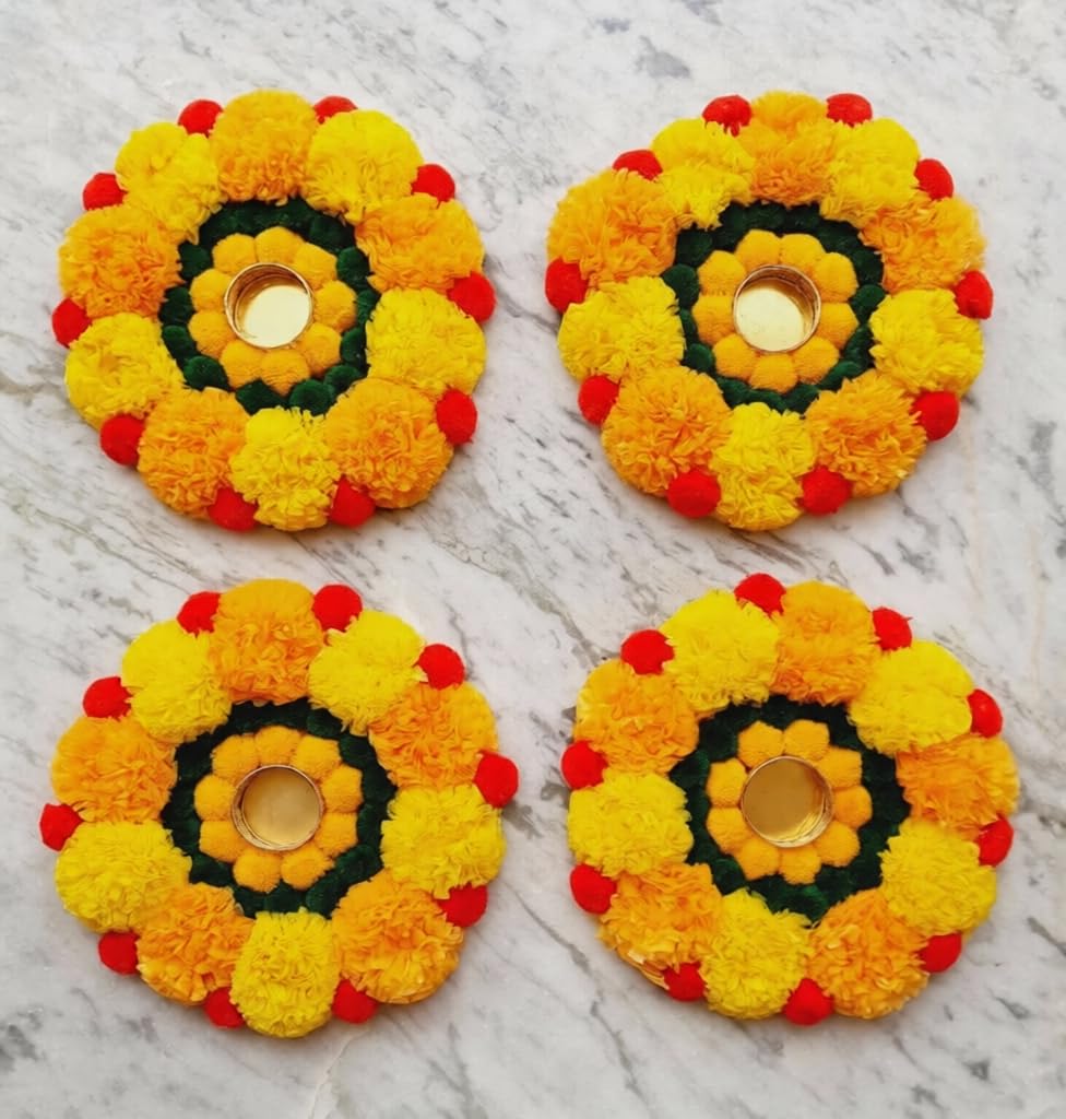 Sellplus Decorative Traditional Tealight Holder Elegant Festival Candle Stand for Diwali Pooja Home Mandir Wedding Table Decoration(Pack of 1) (Tealight-225)