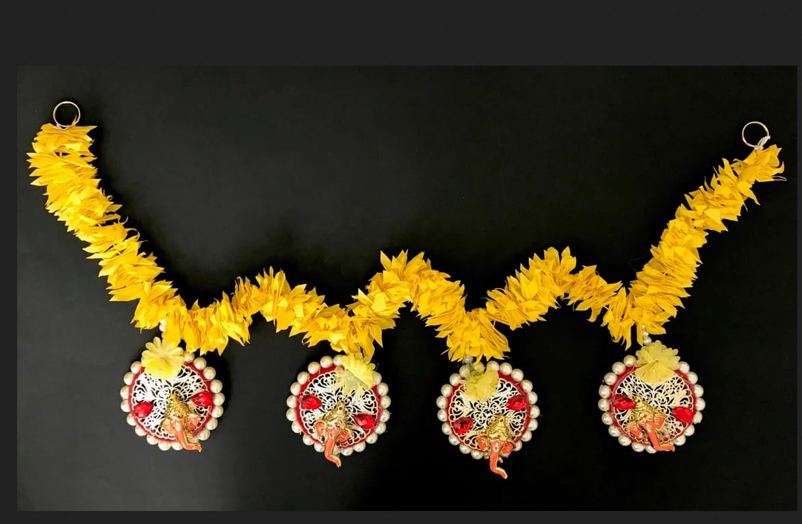 Sellplus Handmade Paper Gajra Rose Beads Bandhanwar Decorative Door Hanging Toran for Home Temple Festival Wedding Entrance Traditional Decor (BDHW82)