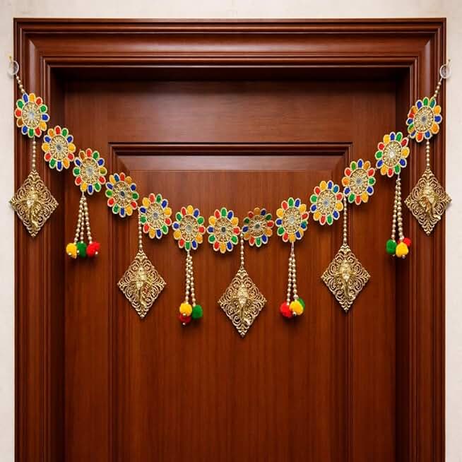 Lohri & Makar Sankranti Items 1 Pc Decorative Ganesh Ji Latkan Bandhanwar for Pooja Room, Lohri & Makar Sankranti Decoration Items for Home Decor Traditional Decoration Items(BDHW12)
