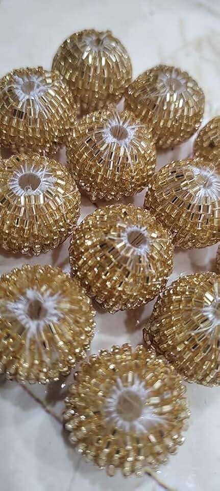 Golden Beads for Embroidery Craft and Jewellery Making,aungguri moti with Sparkling Beads Golden moti