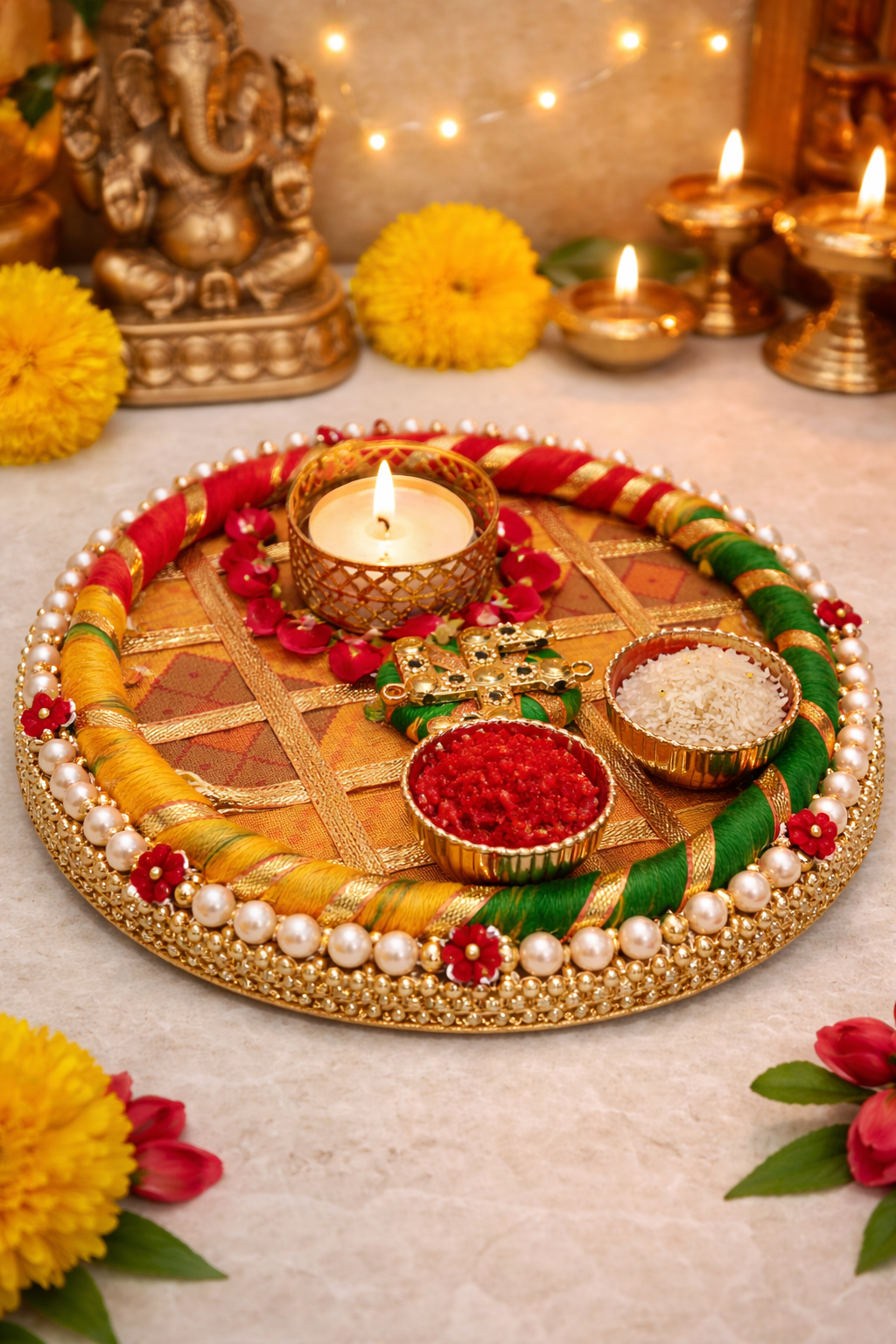 Nutts Decorative Traditional Pooja Festival Prayer with Elegant Design for Daily Worship Temple Home Celebration Spiritual Ritual Use(Pack Of 1) (PoojaP05)