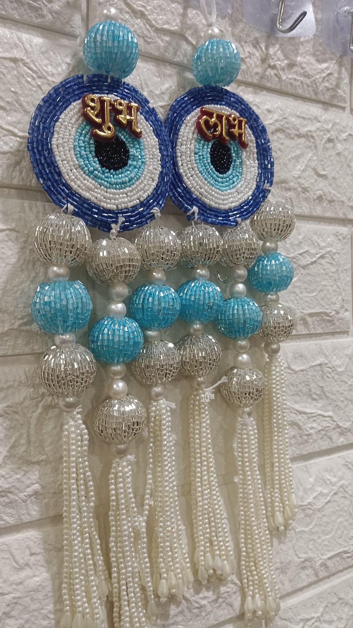 Nutts Evil Eye Shubh Labh Beaded Door Hanging Decorative Toran for Main Entrance Pooja Room Home Office Festival Decor (Pack of 2)